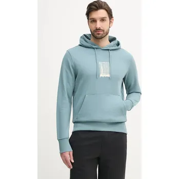 Pánská mikina Bavlněná mikina Calvin Klein Jeans pánská, zelená barva, s kapucí, s potiskem, J30J327525 96X, vel. M