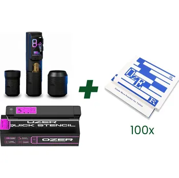 Tetovací strojek Sada OZER pro tatéry - Ozer X OG Fury II, termotiskárna + 100 ks přenosového papíru