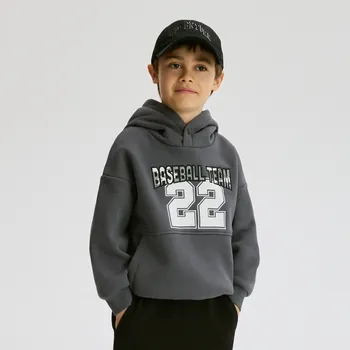 Chlapecká mikina Reserved - Bavlněná oversize mikina - tmavě šedá - 944FJ-90X - 944FJ-90X-134