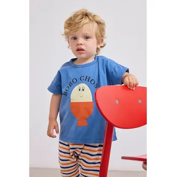 Bavlněné dětské tričko Bobo Choses Morning Egg 125AB011 modrá 55X, vel. 68