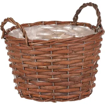 Nákupní košík Autronic Koš proutěný - kulatý, vel. M, barva hnědá, sada 4 ks