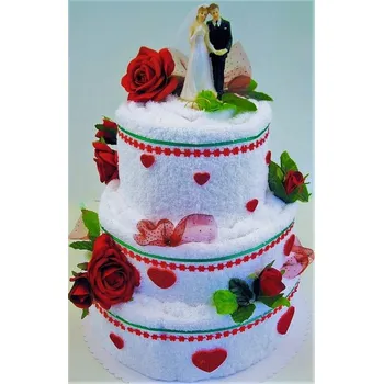 Veratex Textilní dort - třípatrový červená růže