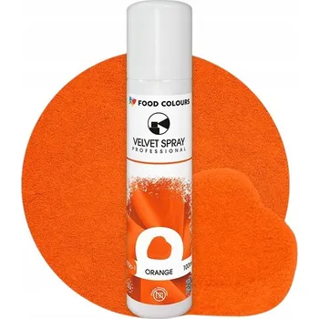 Potravinářské barvivo POTRAVINÁŘSKÝ SAMET VE SPREJI POMERANČOVÝ 100 ml dorty monoporce FOOD COLOURS