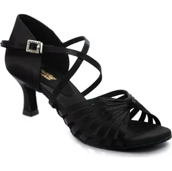 Dámské lodičky HDS Henzély | Dámské taneční boty na latinu HDS DLA009 černý satén podpatek F5 - 25,5