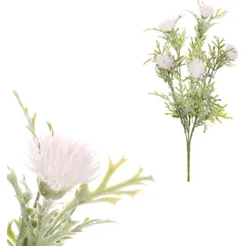 umělá květina Autronic Bodlák kvetoucí - umělý trs, bílé květy, sada 8 ks