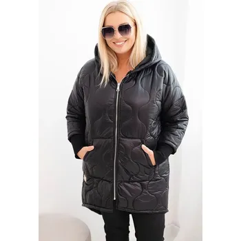 Dámská bunda Dámská zimní bunda Plus Size prošívaná s kapucí černá UNI