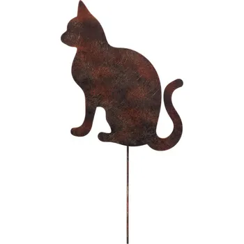 Autronic Kočka kovová - zápich, barva měděná antik, sada 4 ks