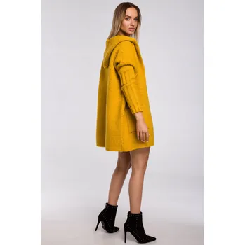 Dámský svetr DÁMSKÝ SVETR KARDIGAN OVERSIZE TEPLÝ DLOUHÝ ŽLUTÝ 40/42 L/XL