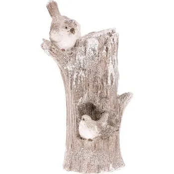 Autronic Ptáčci sedící na větvi - zimní dekorace z polyresinu, sada 2 ks