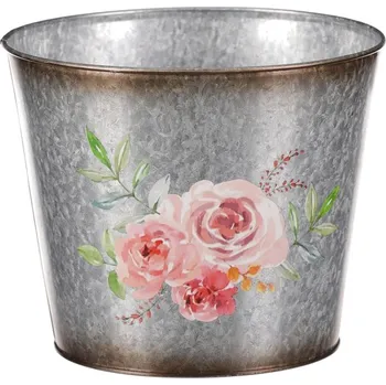 Autronic Kovový obal na květiny. Design s růžemi., sada 3 ks