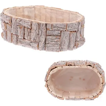 Stojan na květiny Autronic Obal z bělené kůry - oválný tvar , sada 2ks. Cena za sadu OC3749