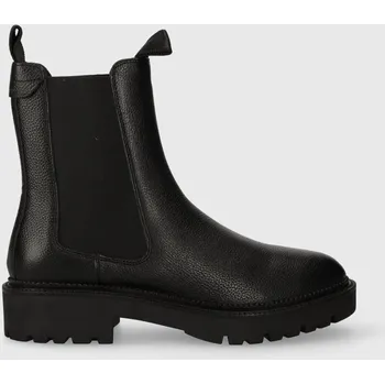 Dámské kozačky Kožené kotníkové boty Gant Kelliin dámské, černá barva, na plochém podpatku, 27551348.G00 99X, EUR 41