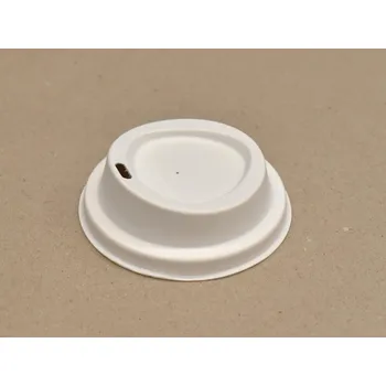 Jednorázové nádobí Víčko na horký nápoj z cukrové třtiny VEGWARE bílé 250 - 560 ml (10-20 oz)