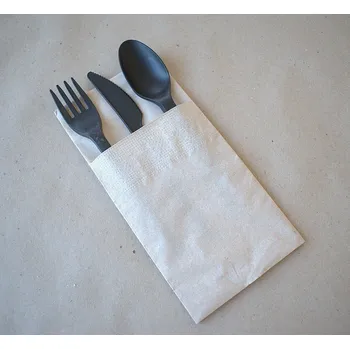 Papírový ubrousek Bio ubrousky přírodní 2-vrstvý 39x39 cm s kapsou na příbory