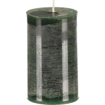Svíčka Autronic Svíčka sloupcovitá nižší - parafínový vosk, bez vůně, tmavě zelená, sada 4 ks