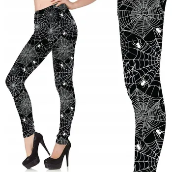 Dámské legíny Černé kalhoty LEGÍNY Bílá PAVUČINA Pavouci Halloween Karneval Kostým, L