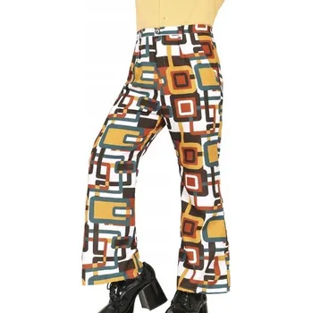 Karnevalový kostým Barevné DISCO kalhoty Groovy široké nohavice 70. a 80. léta Hippie Karneval M
