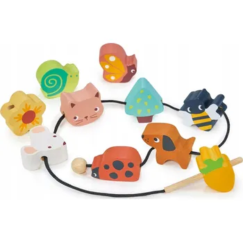 Dřevěná hračka Mentari: dřevěná hračka pro navlékání nití
