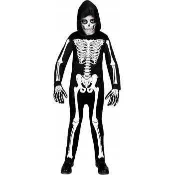 Karnevalový kostým KOSTÝM OVERAL S KAPUCÍ S KAPUCÍ KOSTLIVÁ HALLOWEEN 116