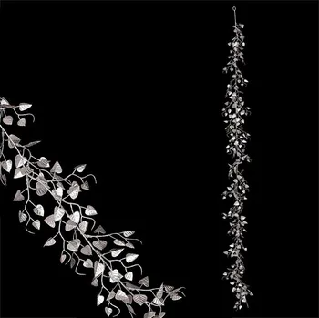 umělá květina Autronic Bříza - umělá girlanda z lístků, barva stříbrná, sada 6 ks