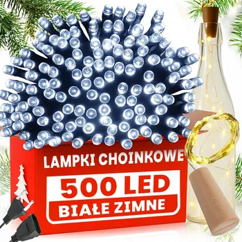 Vánoce VÁNOČNÍ OSVĚTLENÍ NA STROMEČEK 500 LED STUDENÁ BÍLÁ VNITŘNÍ VENKOVNÍ +