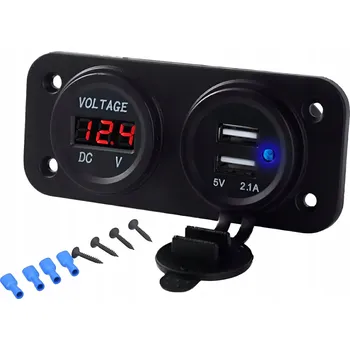VOLTMETR PANEL NABÍJEČKA 2x USB 3,1A 2v1 ZÁSUVKA ZAPALOVAČE DO AUTA