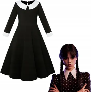 Karnevalový kostým ŠATY WEDNESDAY ADAMS KOSTÝM ČERNÉ 140