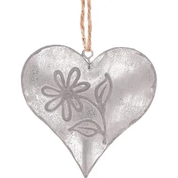 Krmítko pro ptáka Autronic Srdce závěsné - kovová dekorace, barva stříbrná, sada 12 ks