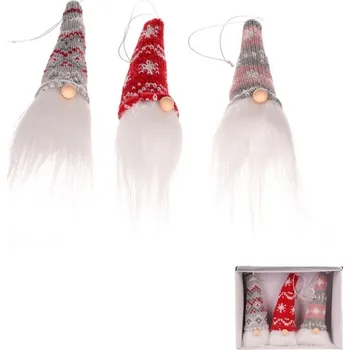 Vánoční dekorace Autronic Skřítek závěsný - látka, mix 3 barev, cena za balení (3 ks), sada 6 ks