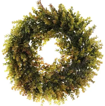 Autronic Věnec umělý - pr. 50 cm, eukalyptus, barva zeleno-hnědá, sada 2 ks