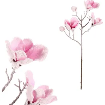 Autronic Magnolie - umělá řezaná, růžová se zasněžením, sada 4 ks