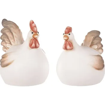Vánoční dekorace Autronic Slepice a kohout - keramické figurky, cena za 1 ks, sada 4 ks
