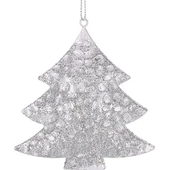 Krmítko pro ptáka Autronic Stromek kovový - závěsná ozdoba, barva stříbrná, sada 12 ks