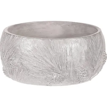 Obal na květináč Autronic Obal betonový - nízký, vzor borovice, barva stříbrná, sada 2 ks