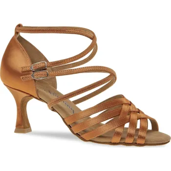 Dámské lodičky Dámské boty na latinu Diamant mod.108 tělový dark tan satén F6,5 cm - 23,5