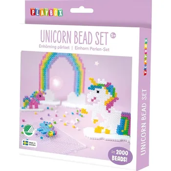 Dětské navlékací korálky Playbox Zažehlovací korálky set 2000 ks - Jednorožec