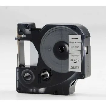 Pásek do tiskárny Alternativní páska Dymo 18444, 12 mm x 5,5 m, černý tisk/bílý podklad vinyl