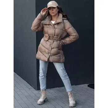Dámský kabát Dámský kabát DSTREET BLOOM ty4536 KARAMELOVÁ XL