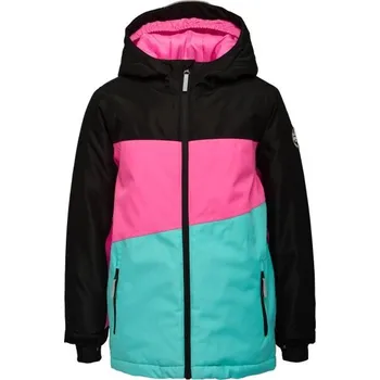 Dívčí lyžařská bunda Lewro DARRYN 128/134 Černá, Tyrkysová, Růžová