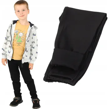 Chlapecké kalhoty Zateplené elastické chlapecké legíny bavlněné kalhoty černé 128