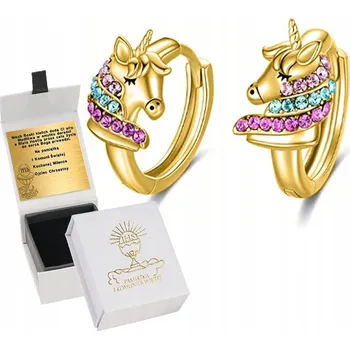 Náušnice ZLATÉ NÁUŠNICE PRO DÍVKU JEDNOROŽCI S GRAVÍROVÁNÍ