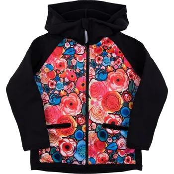 LITTLE THINGS softshellovo-tecnostretchová mikina se širokým límcem barevná květovaná vel. 1-3 roky