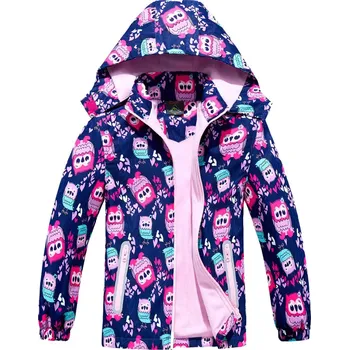 Dívčí bunda Dívčí podzimní bunda, zateplená - KUGO B2858, tmavě modrá, sovičky Barva: Modrá tmavě, Velikost: 116