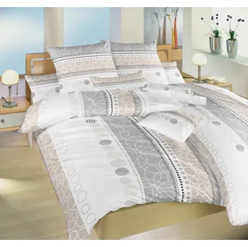 Povlečení Béžové krepové povlečení 140x200 + 70x90 Hotelový uzávěr