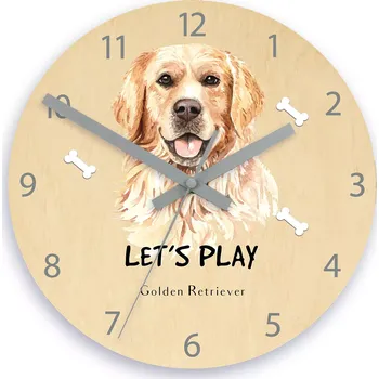 Hodiny Dětské nástěnné hodiny Ami Zlatý retrívr 30 cm vícebarevné