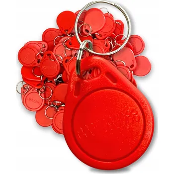 Sada bezkontaktních klíčenek Přívěsek Na Klíče RFID 125kHz Unique MIA EMB1 Červená 100 ks