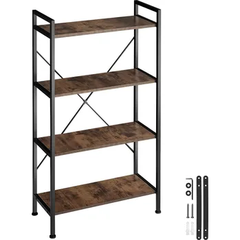 Knihovna TecTake Leeds industriální dřevo tmavé, rustikální