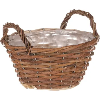 Nákupní košík Autronic Koš proutěný - kulatý, hnědá barva, vel. M, cena za 1 ks, sada 5 ks
