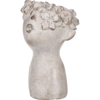 Stojan na květiny Autronic Obal na květiny - tvar hlavy, beton, šedý, sada 2 ks