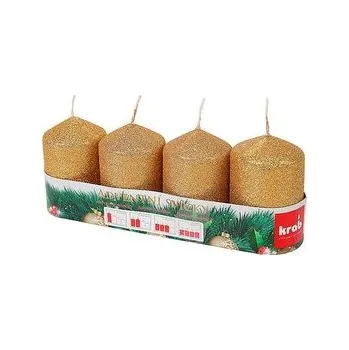 Svíčka Svíčka válec 50x80 4ks flitr zlatá, advent, 25hod.